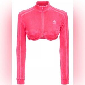 NWT Adidas x Jeremy Scott Velour Bra Zip Front Track‎ Jacket Top Solar Sz M
